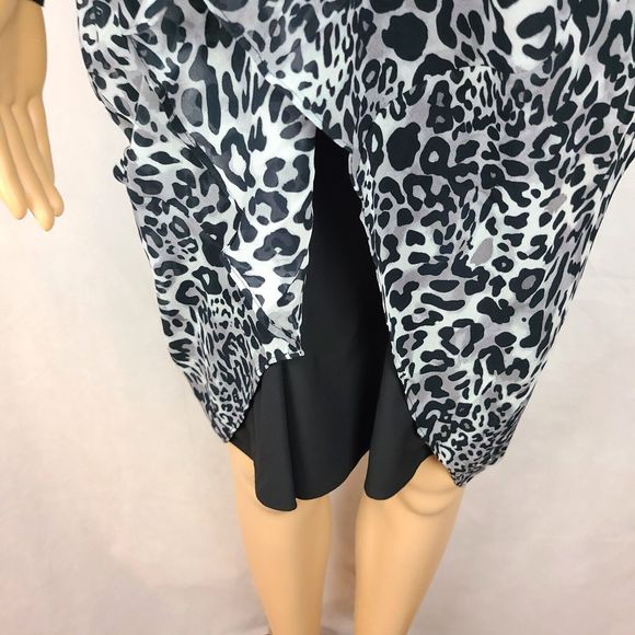 NWT Marc Cain Women's (12) Black & Gray Leopard Crepe Dress Slip Lining-$380 - Picture 6 of 15